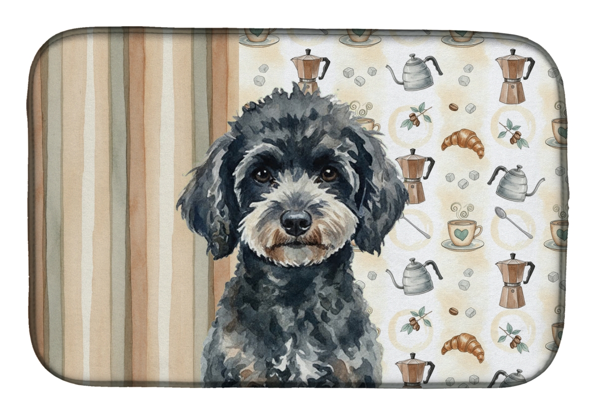 Picture of Carolines Treasures WDK7564DDM 21 x 14 in. Miniature Black Poodle Coffee Bar Dish Drying Mat