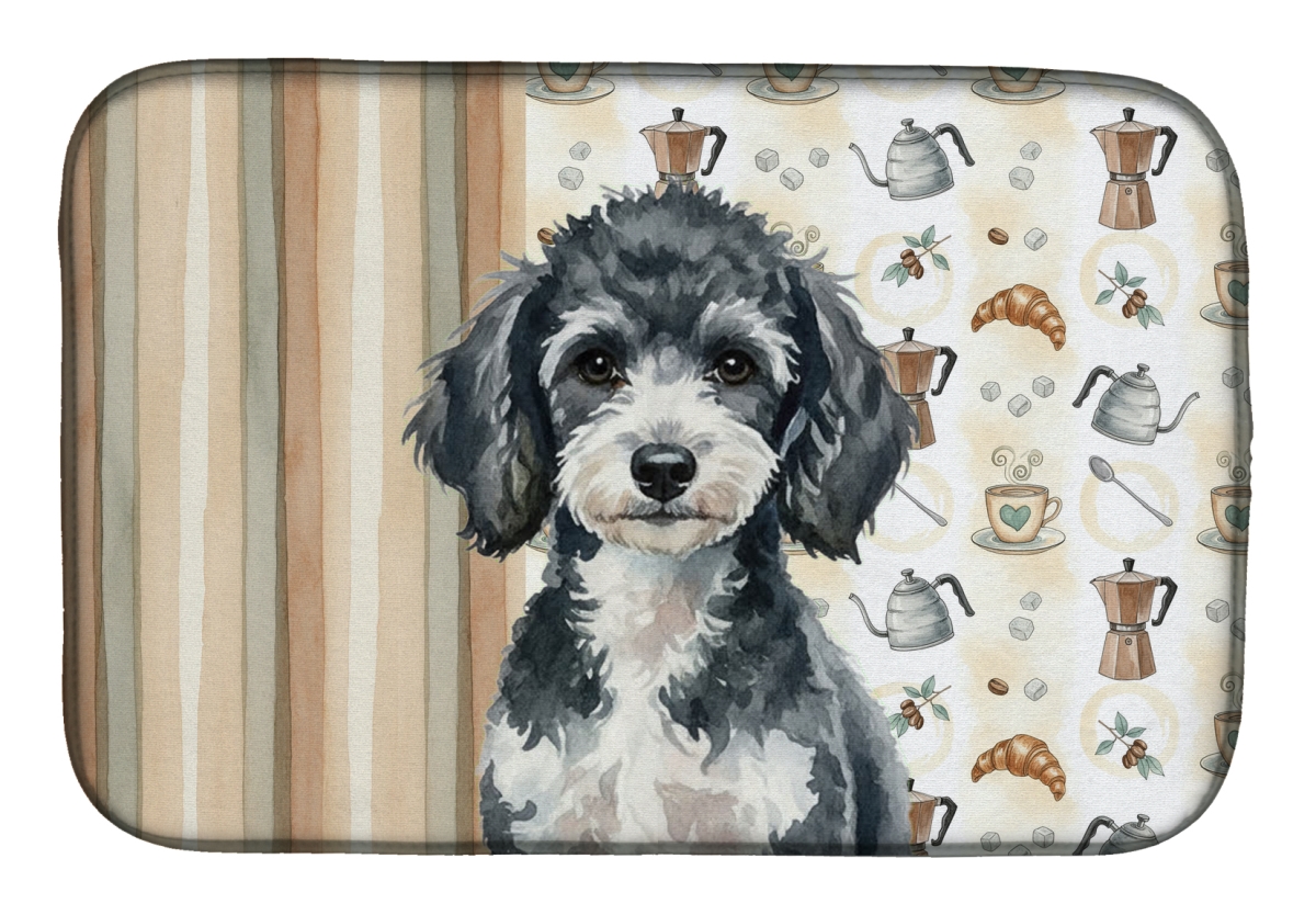 Picture of Carolines Treasures WDK7565DDM 21 x 14 in. Miniature Parti Poodle Coffee Bar Dish Drying Mat