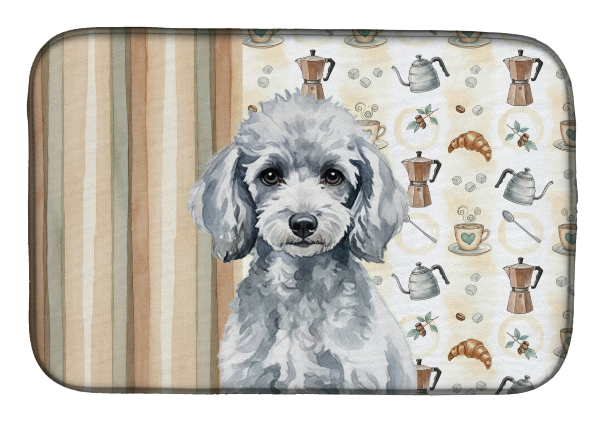Picture of Carolines Treasures WDK7567DDM 21 x 14 in. Miniature Silver Poodle Coffee Bar Dish Drying Mat