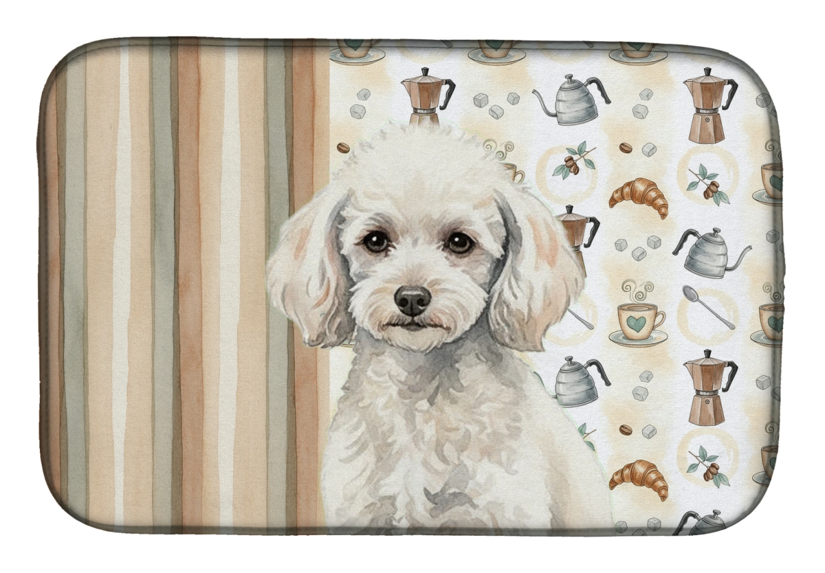 Picture of Carolines Treasures WDK7568DDM 21 x 14 in. Miniature White Poodle Coffee Bar Dish Drying Mat