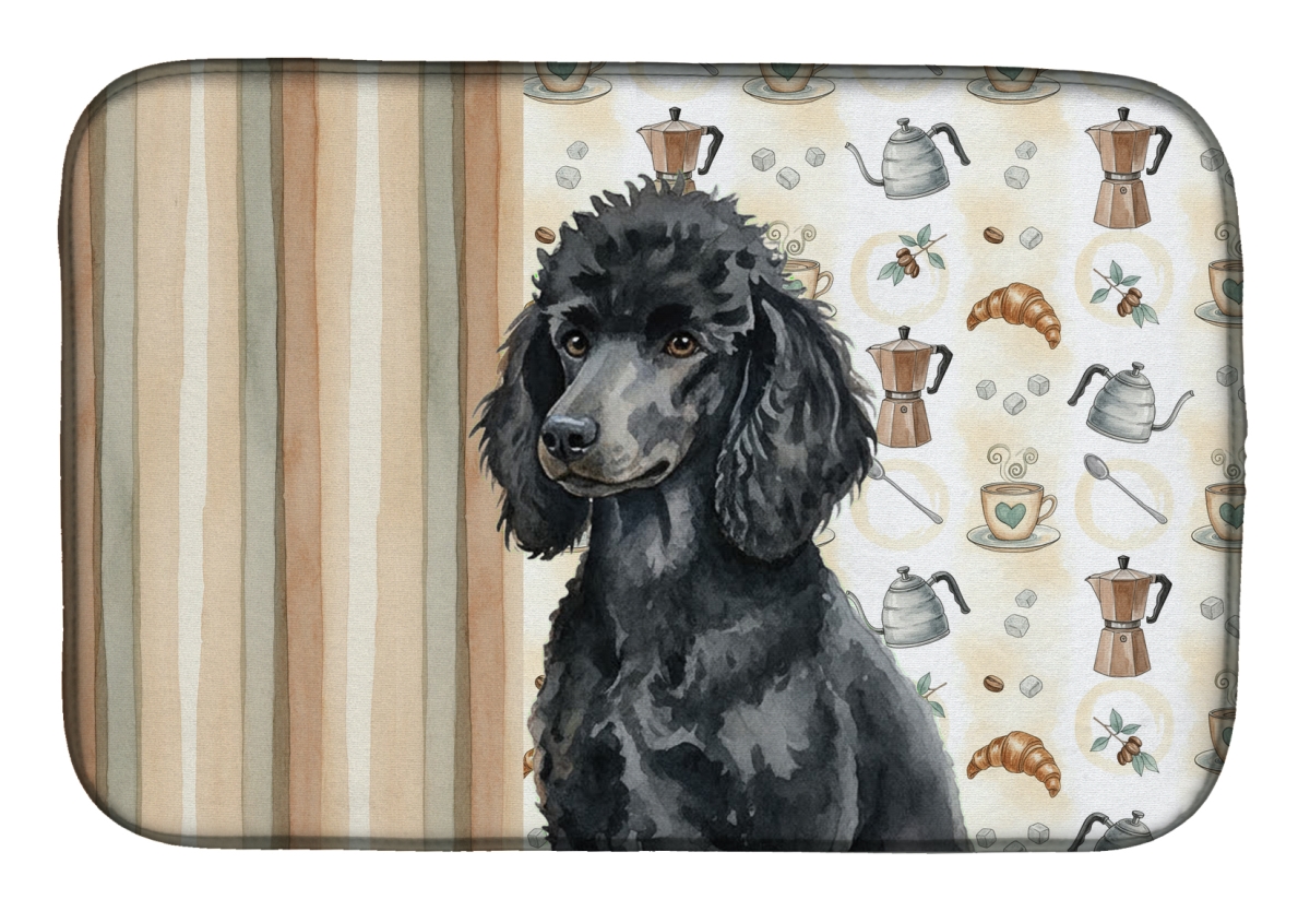 Picture of Carolines Treasures WDK7569DDM 21 x 14 in. Standard Black Poodle Coffee Bar Dish Drying Mat