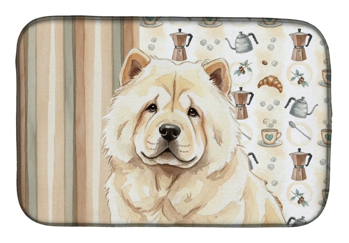 Picture of Carolines Treasures WDK7379DDM 21 x 14 in. Cream Chow Chow Coffee Bar Dish Drying Mat
