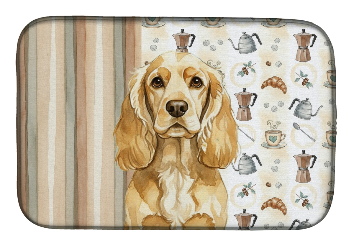 Picture of Carolines Treasures WDK7382DDM 21 x 14 in. Buff Cocker Spaniel Coffee Bar Dish Drying Mat
