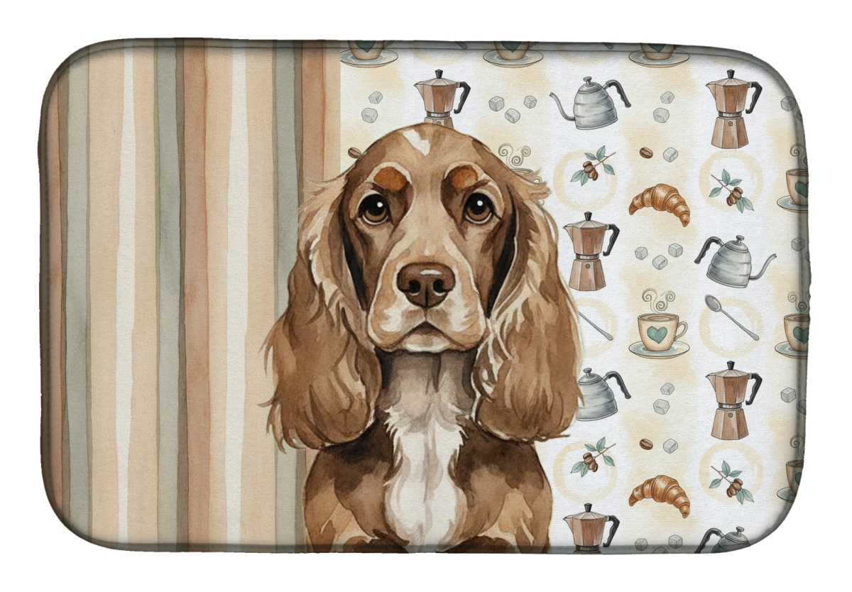 Picture of Carolines Treasures WDK7383DDM 21 x 14 in. Chocolate Cocker Spaniel Coffee Bar Dish Drying Mat
