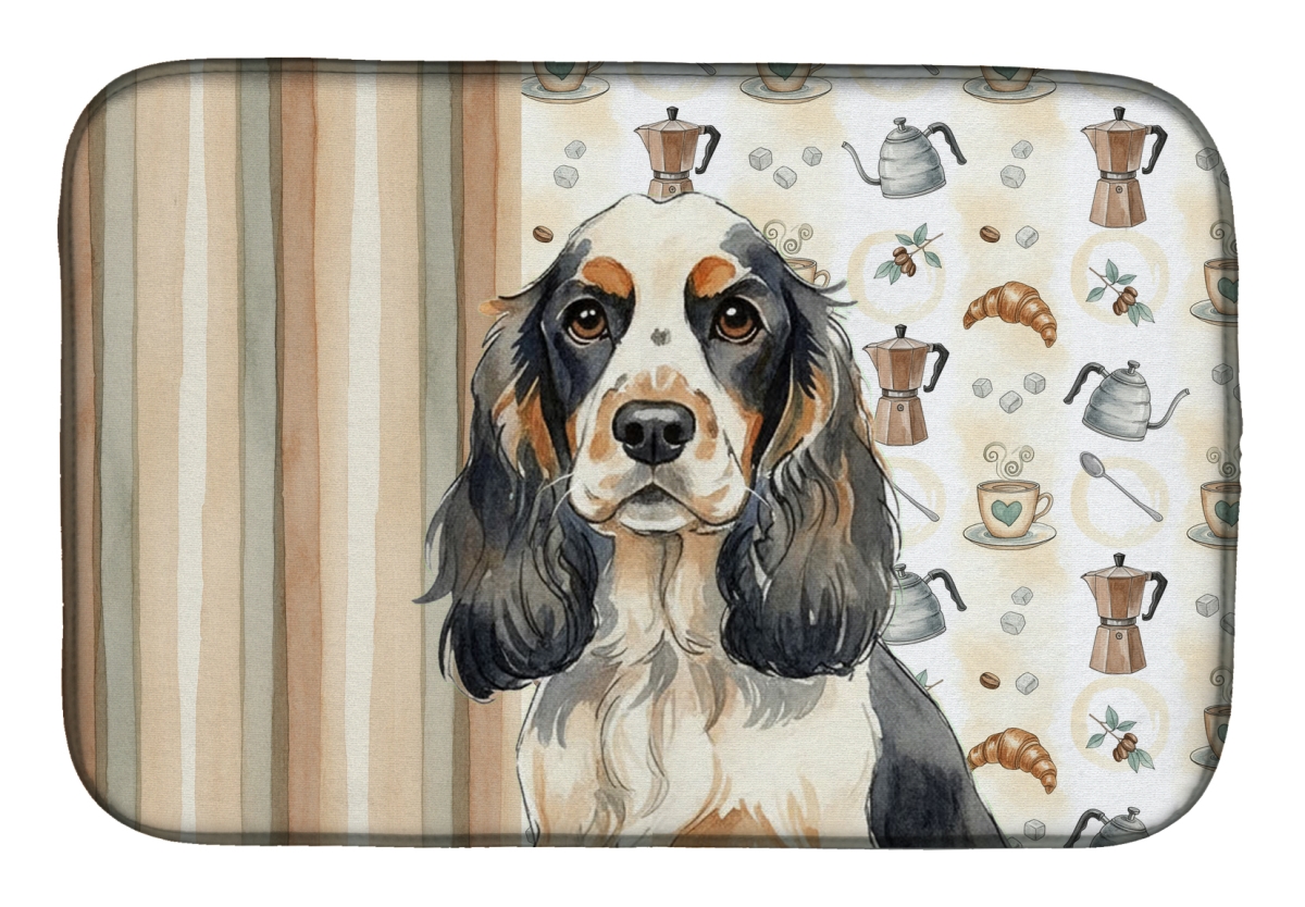 Picture of Carolines Treasures WDK7384DDM 21 x 14 in. Parti Cocker Spaniel Coffee Bar Dish Drying Mat