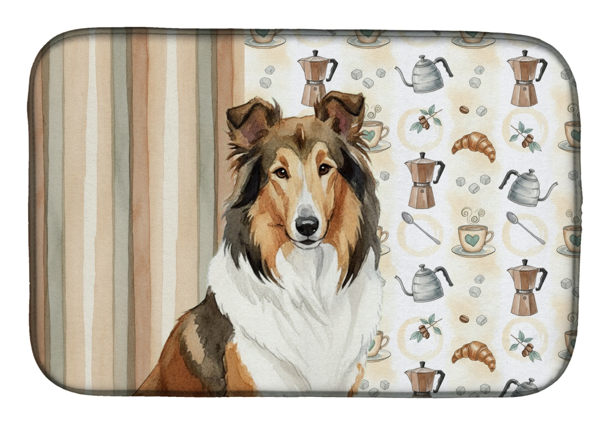 Picture of Carolines Treasures WDK7386DDM 21 x 14 in. Sable Collie Coffee Bar Dish Drying Mat