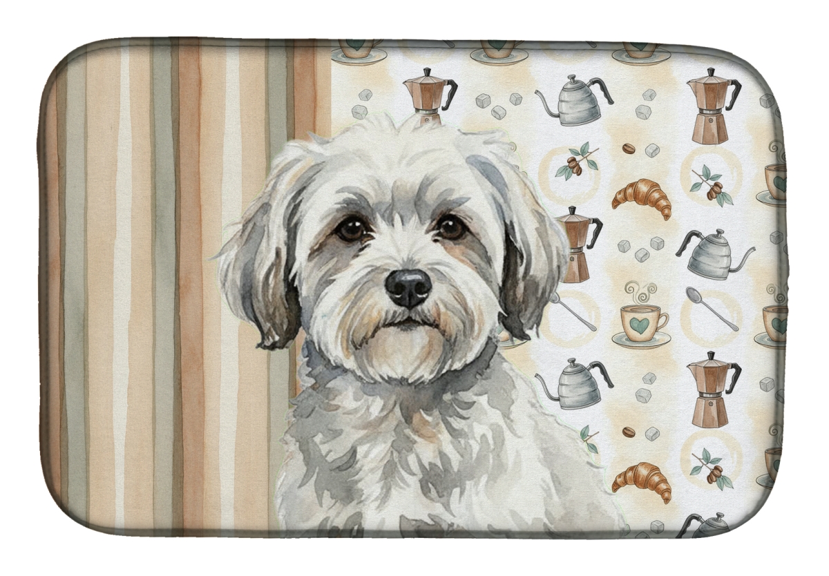 Picture of Carolines Treasures WDK7390DDM 21 x 14 in. White with Gray Coton De Tulear Coffee Bar Dish Drying Mat