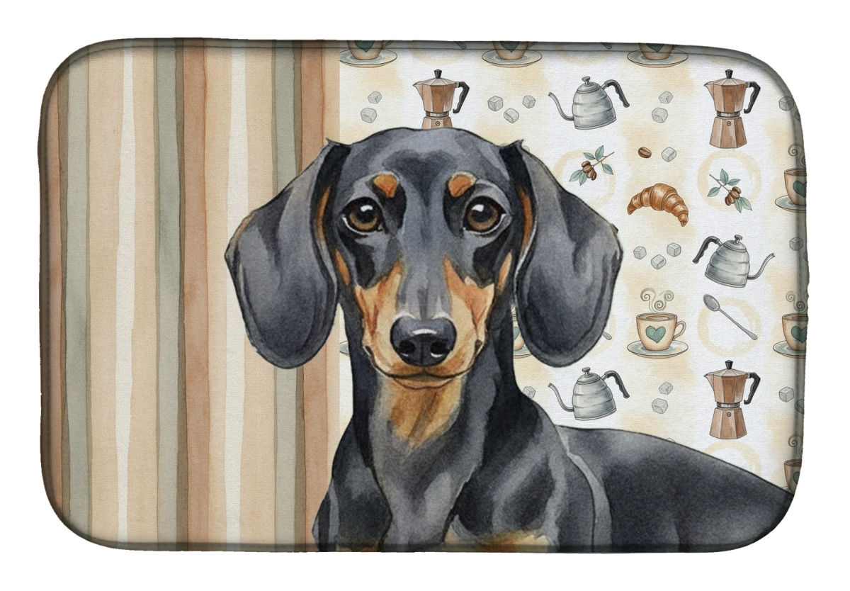 Picture of Carolines Treasures WDK7391DDM 21 x 14 in. Black & Tan Dachshund Coffee Bar Dish Drying Mat