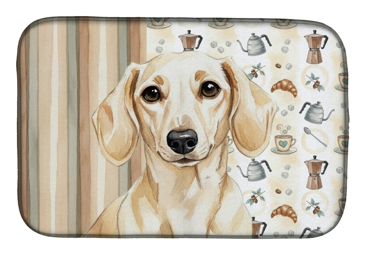 Picture of Carolines Treasures WDK7393DDM 21 x 14 in. Cream Dachshund Coffee Bar Dish Drying Mat