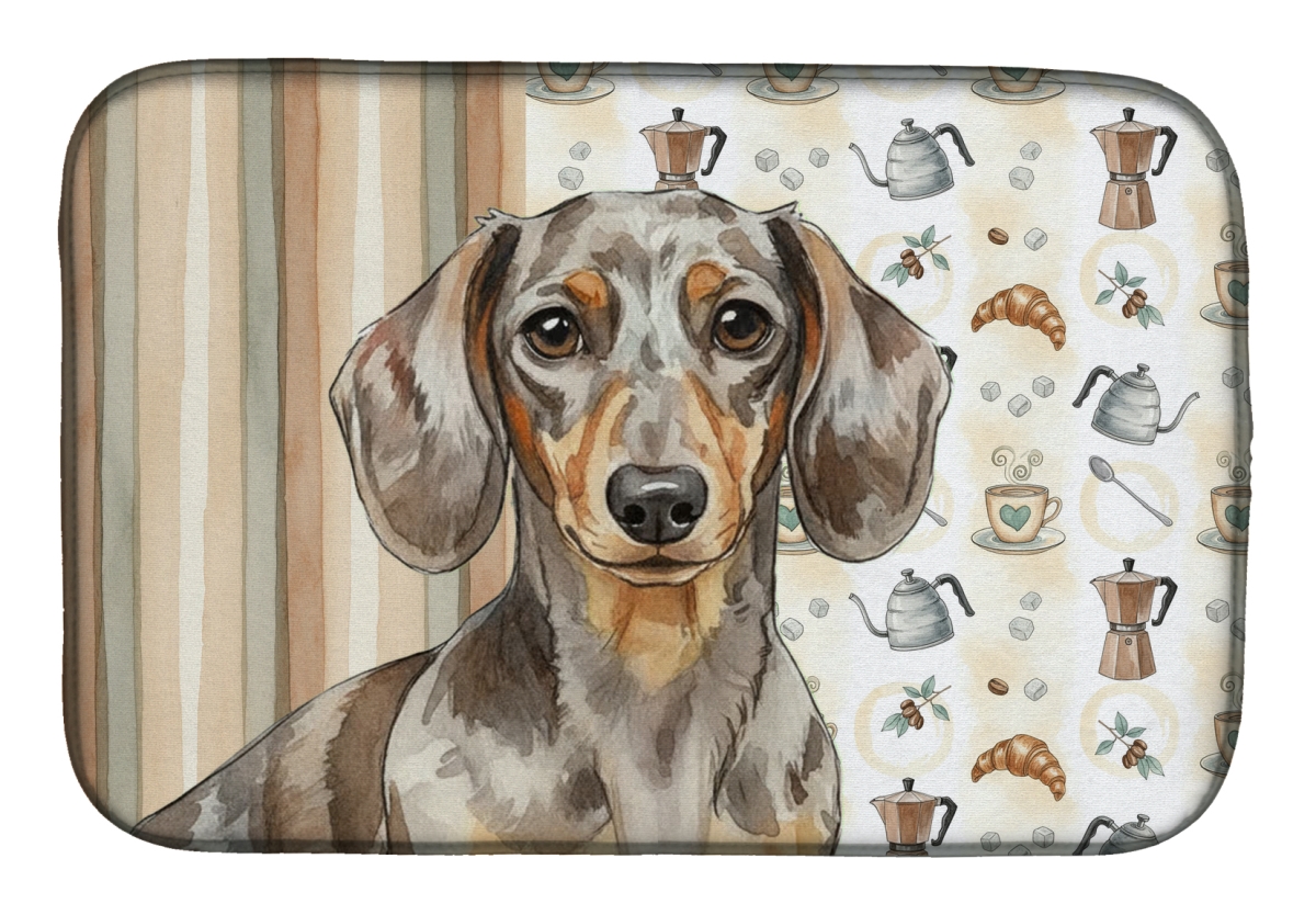 Picture of Carolines Treasures WDK7394DDM 21 x 14 in. Dapple Dachshund Coffee Bar Dish Drying Mat