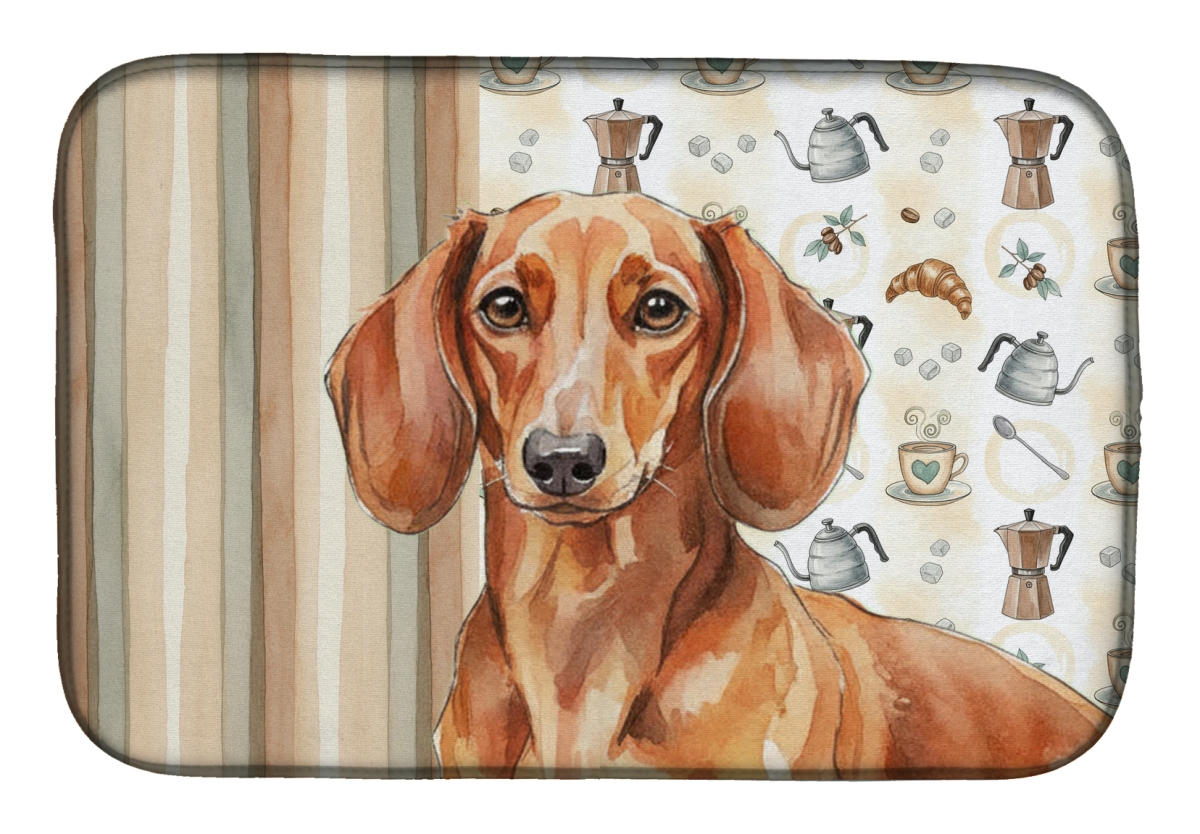 Picture of Carolines Treasures WDK7400DDM 21 x 14 in. Red Brown Dachshund Coffee Bar Dish Drying Mat