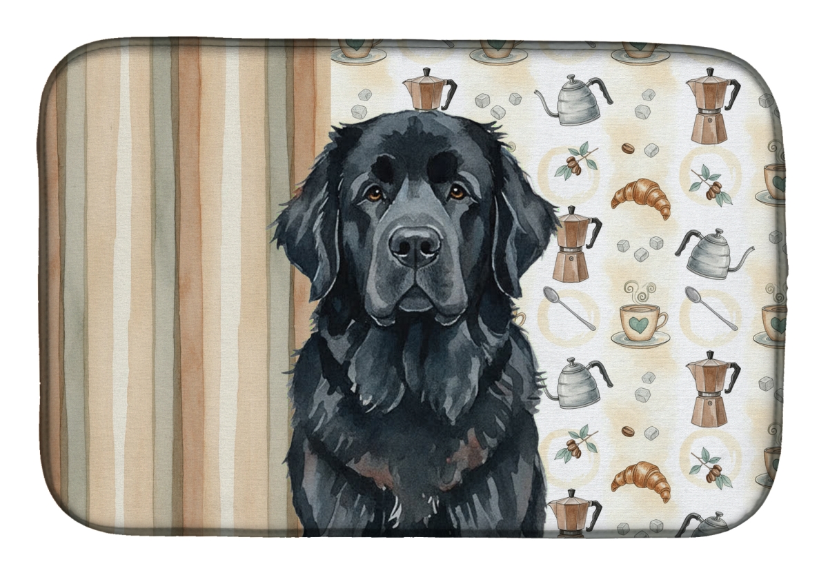 Picture of Carolines Treasures WDK7524DDM 21 x 14 in. Black  foundland Coffee Bar Dish Drying Mat