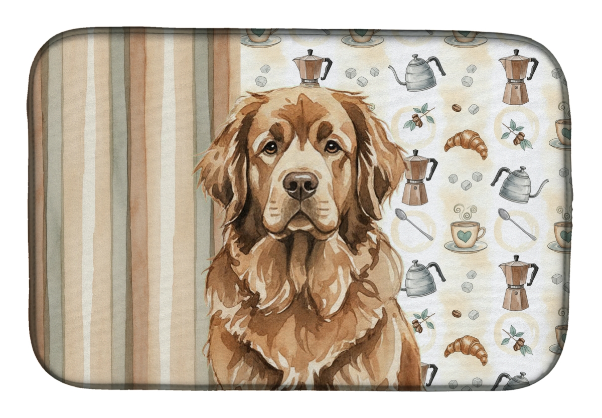 Picture of Carolines Treasures WDK7525DDM 21 x 14 in. Brown  foundland Coffee Bar Dish Drying Mat