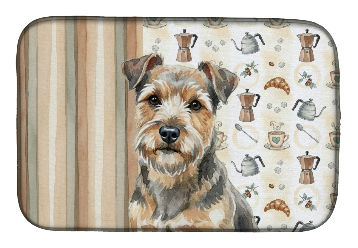 Picture of Carolines Treasures WDK7529DDM 21 x 14 in. Grizzle & Tan Norfolk Terrier Coffee Bar Dish Drying Mat