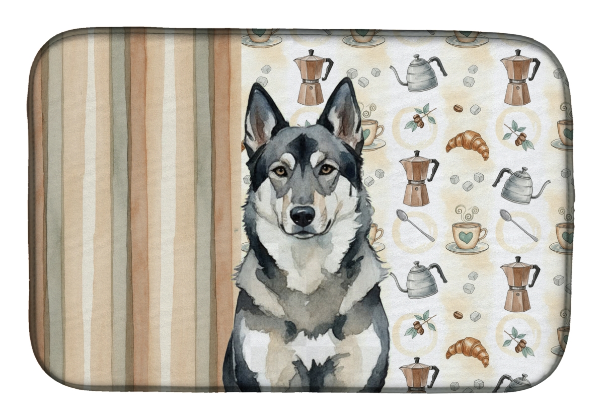 Picture of Carolines Treasures WDK7532DDM 21 x 14 in. Norwegian Elkhound Coffee Bar Dish Drying Mat