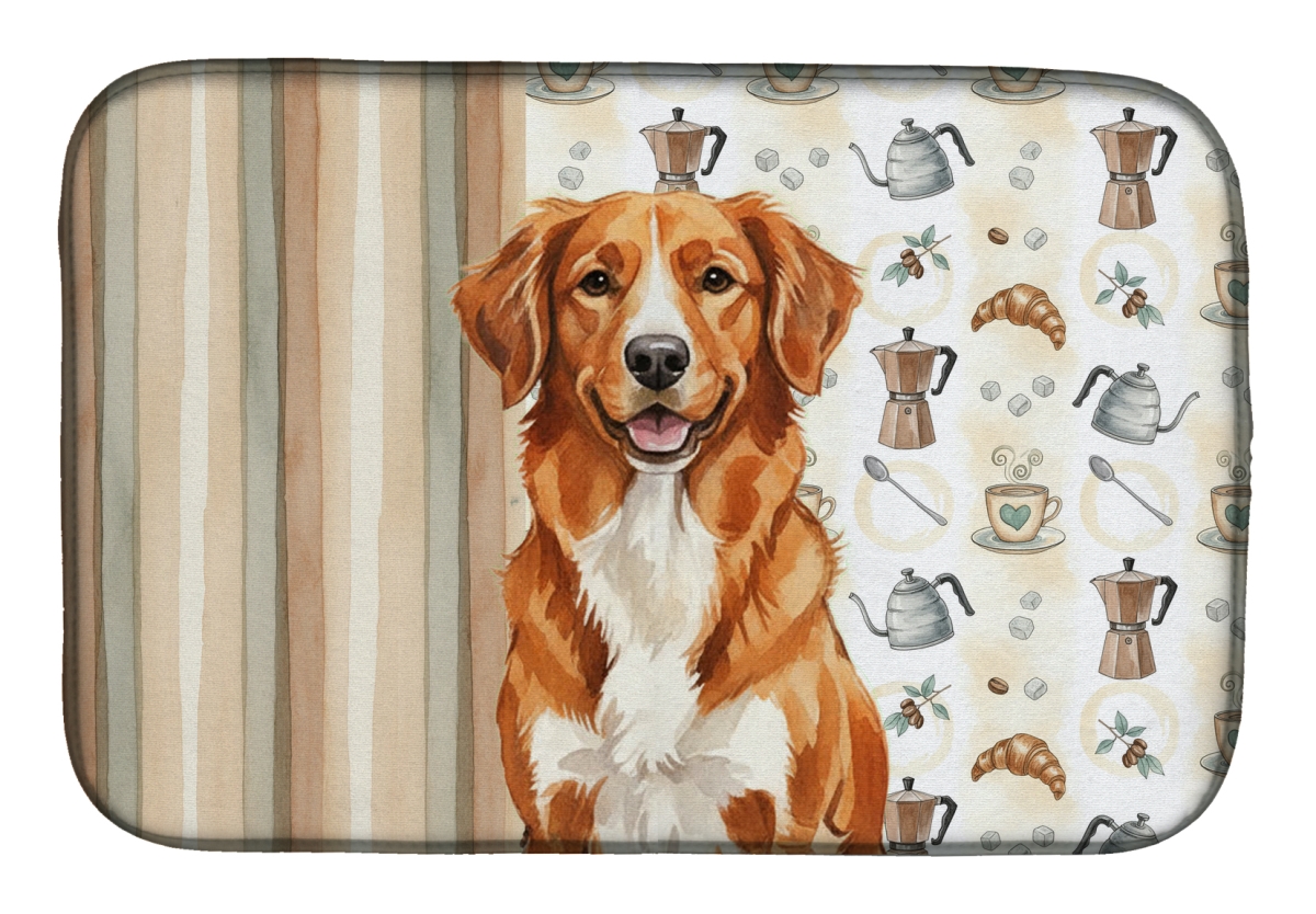 Picture of Carolines Treasures WDK7535DDM 21 x 14 in. Orange Nova Scotia Duck Tolling Retriever Coffee Bar Dish Drying Mat