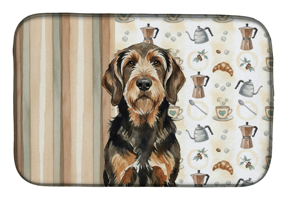 Picture of Carolines Treasures WDK7538DDM 21 x 14 in. Black & Tan Otterhound Coffee Bar Dish Drying Mat
