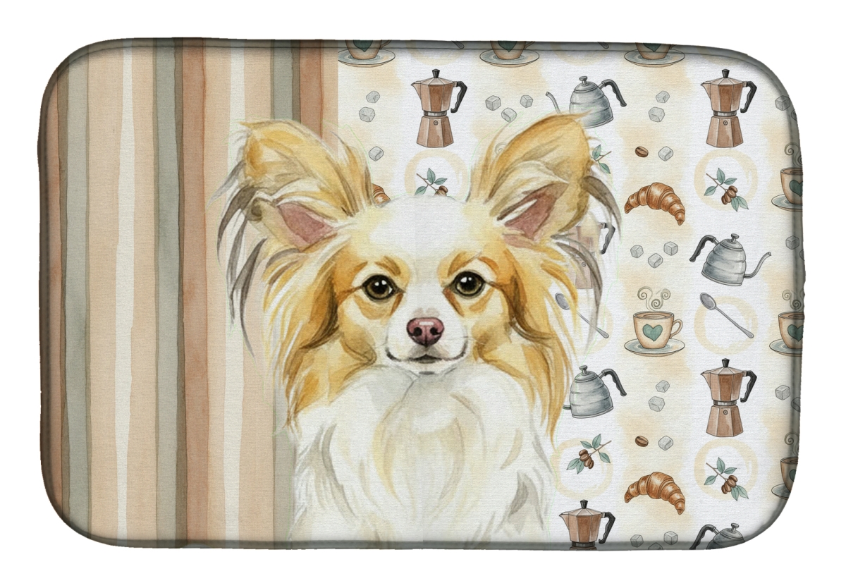 Picture of Carolines Treasures WDK7542DDM 21 x 14 in. Lemon & White Papillon Coffee Bar Dish Drying Mat