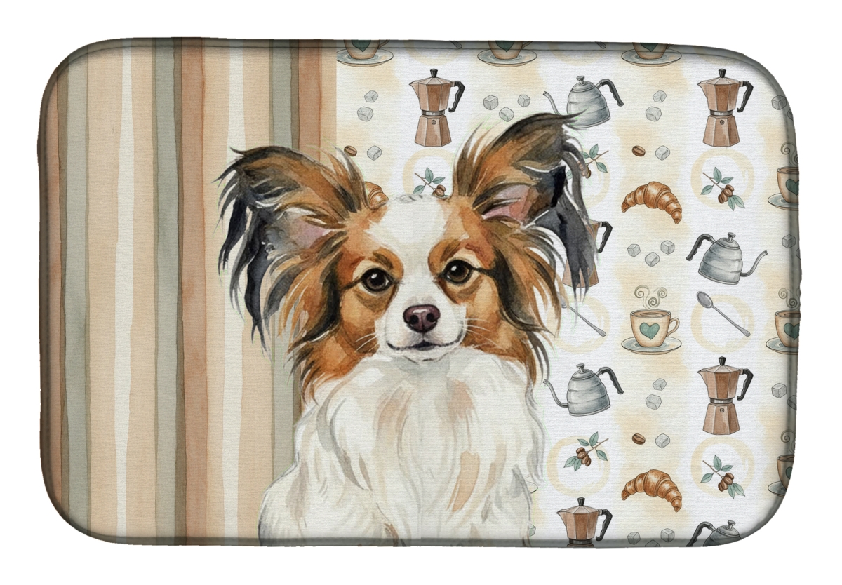 Picture of Carolines Treasures WDK7545DDM 21 x 14 in. White with Sable Papillon Coffee Bar Dish Drying Mat