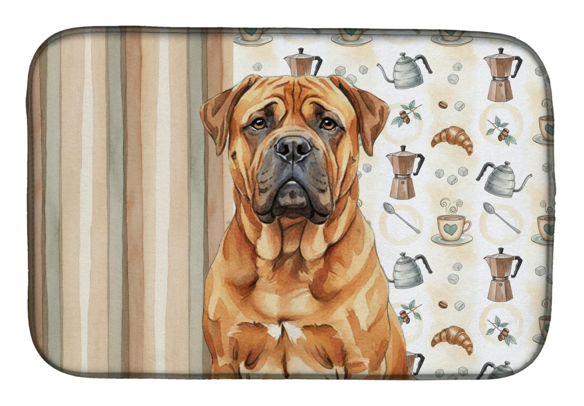 Picture of Carolines Treasures WDK7354DDM 21 x 14 in. Red Bullmastiff Coffee Bar Dish Drying Mat