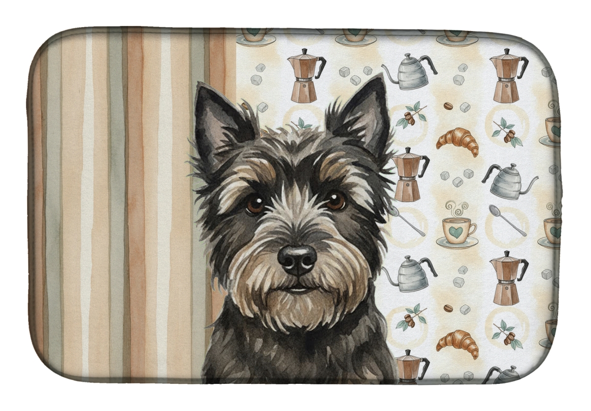 Picture of Carolines Treasures WDK7355DDM 21 x 14 in. Black Cairn Terrier Coffee Bar Dish Drying Mat