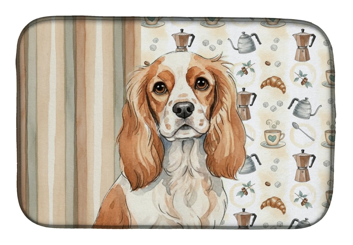 Picture of Carolines Treasures WDK7363DDM 21 x 14 in. Blenheim Cavalier Spaniel Coffee Bar Dish Drying Mat