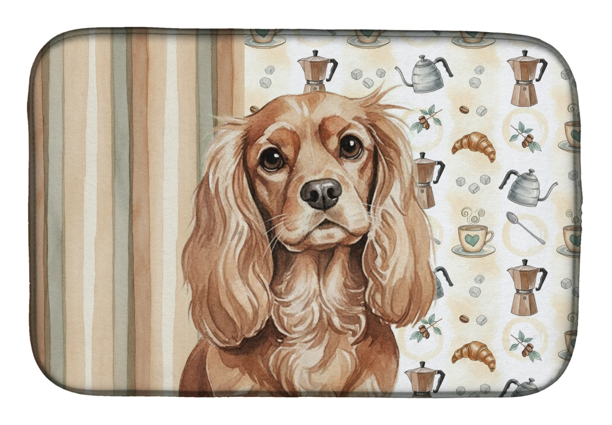Picture of Carolines Treasures WDK7364DDM 21 x 14 in. Ruby Cavalier Spaniel Coffee Bar Dish Drying Mat