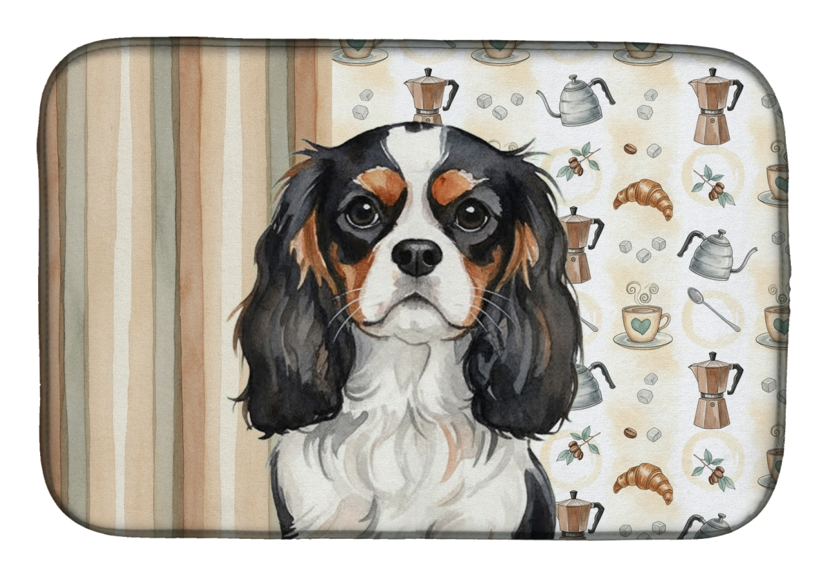 Picture of Carolines Treasures WDK7365DDM 21 x 14 in. Tricolor Cavalier Spaniel Coffee Bar Dish Drying Mat