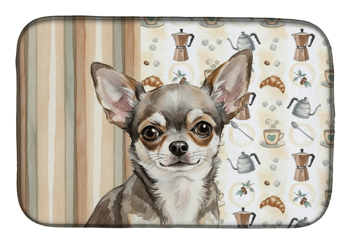 Picture of Carolines Treasures WDK7368DDM 21 x 14 in. Chihuahua Coffee Bar Dish Drying Mat