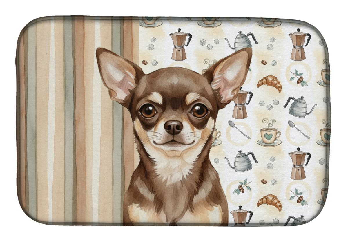 Picture of Carolines Treasures WDK7370DDM 21 x 14 in. Chocolate Chihuahua Coffee Bar Dish Drying Mat