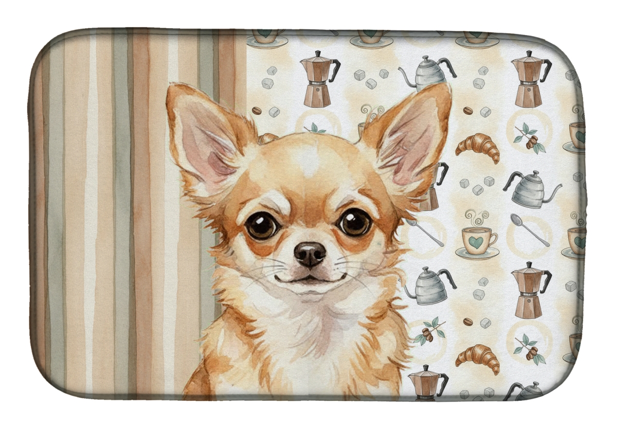 Picture of Carolines Treasures WDK7371DDM 21 x 14 in. Fawn Chihuahua Coffee Bar Dish Drying Mat
