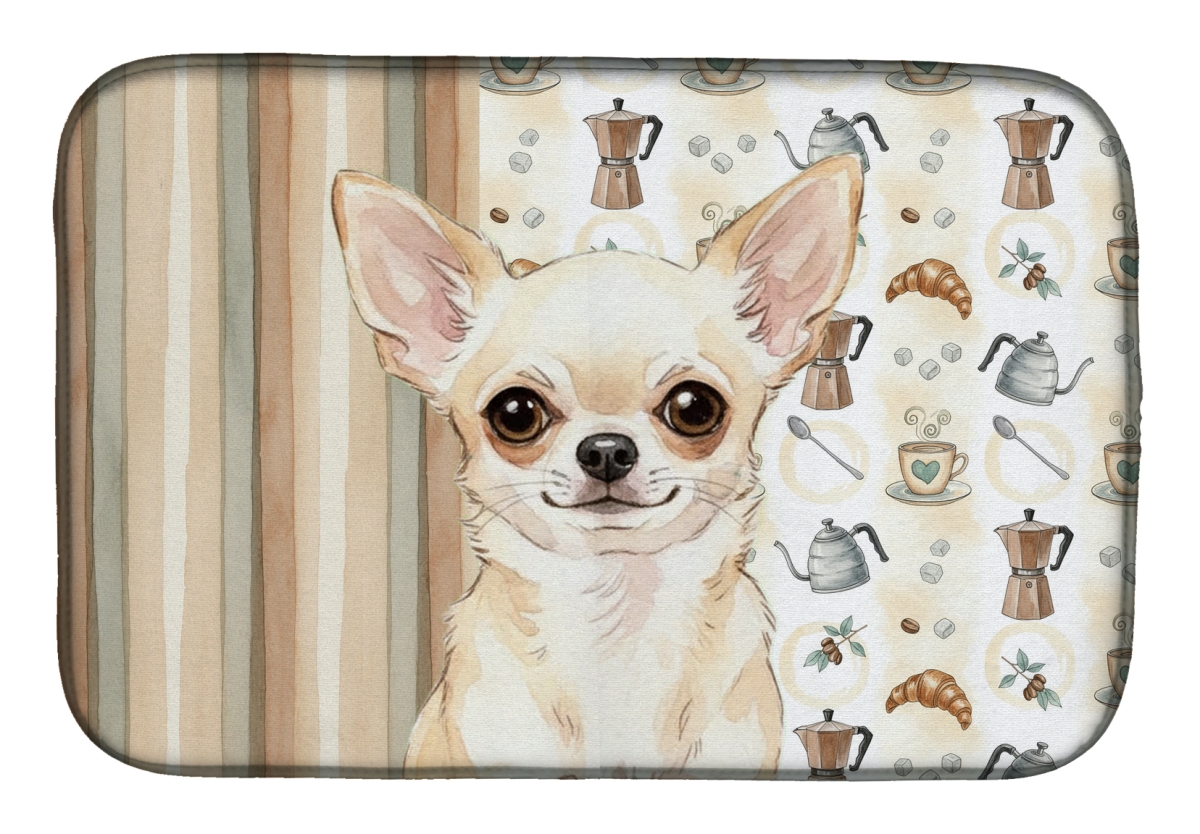 Picture of Carolines Treasures WDK7372DDM 21 x 14 in. Cream Chihuahua Coffee Bar Dish Drying Mat