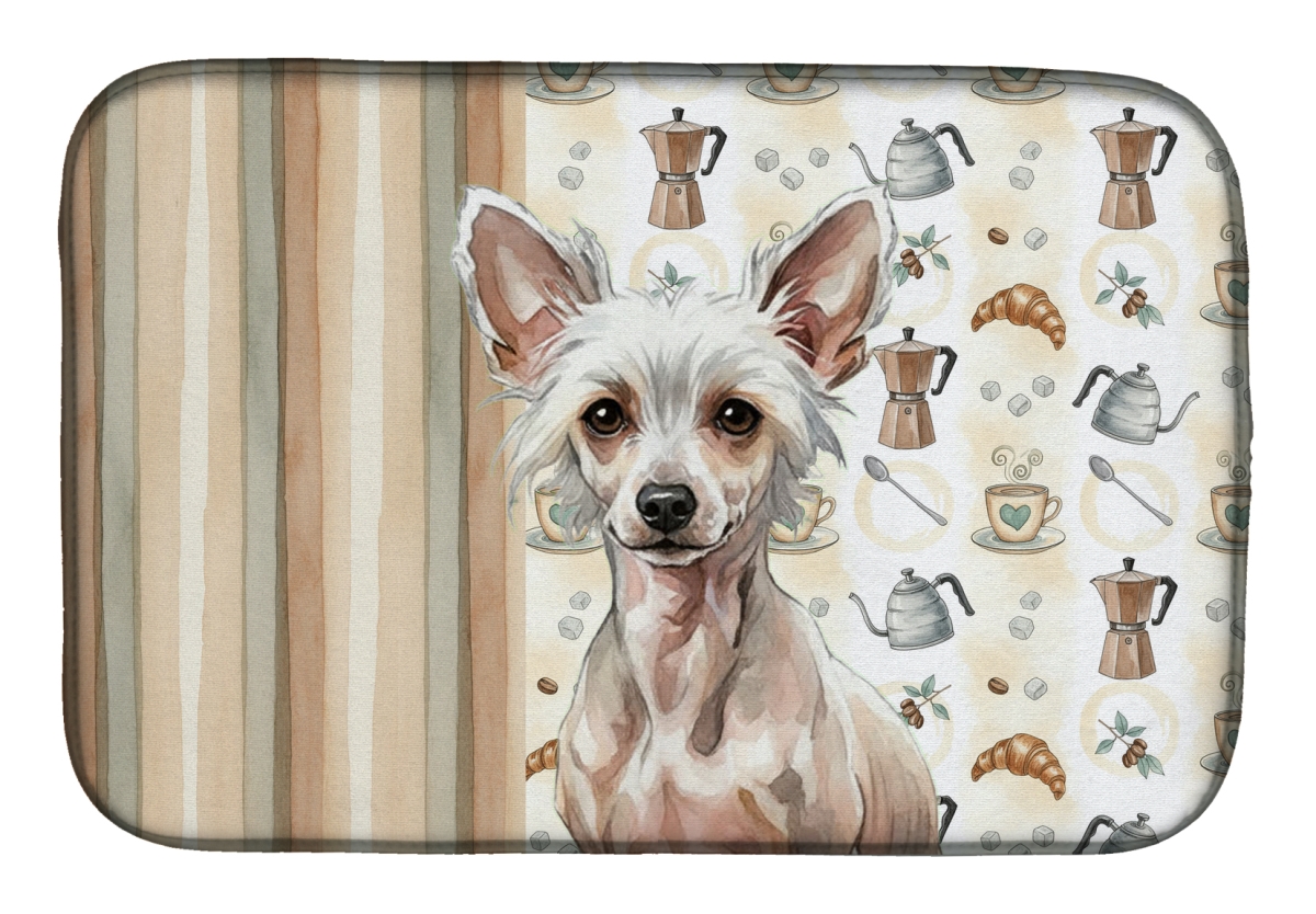 Picture of Carolines Treasures WDK7373DDM 21 x 14 in. Hairless Chinese Crested Coffee Bar Dish Drying Mat
