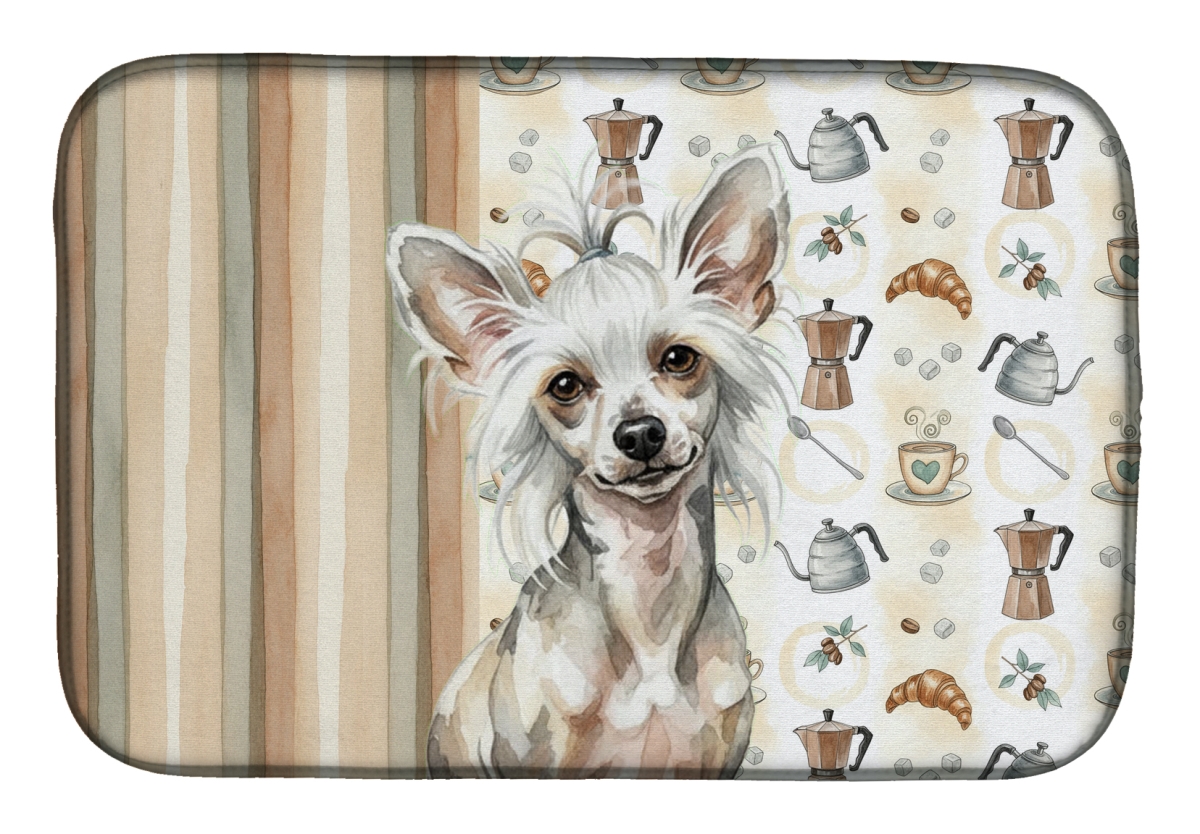 Picture of Carolines Treasures WDK7374DDM 21 x 14 in. Hairless Mottled Pattern Chinese Crested Coffee Bar Dish Drying Mat