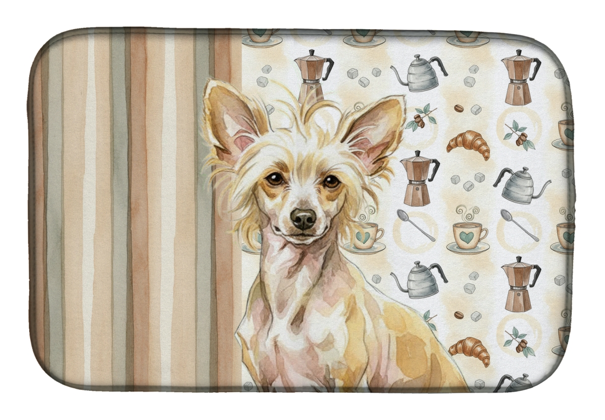 Picture of Carolines Treasures WDK7375DDM 21 x 14 in. Hairless Palomino Chinese Crested Coffee Bar Dish Drying Mat