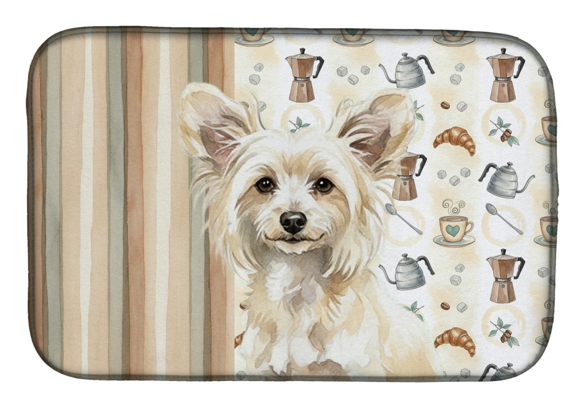 Picture of Carolines Treasures WDK7376DDM 21 x 14 in. Powderpuff Chinese Crested Coffee Bar Dish Drying Mat