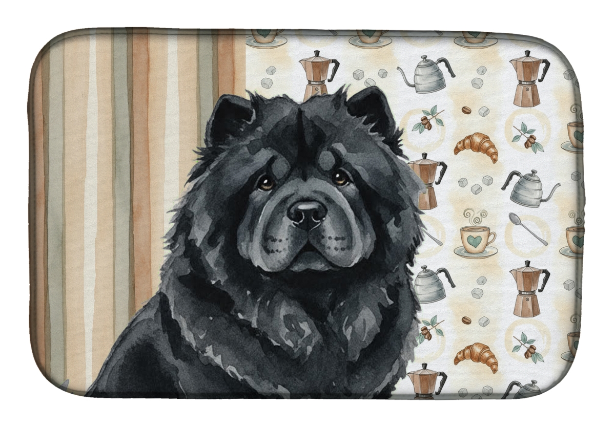 Picture of Carolines Treasures WDK7377DDM 21 x 14 in. Black Chow Chow Coffee Bar Dish Drying Mat