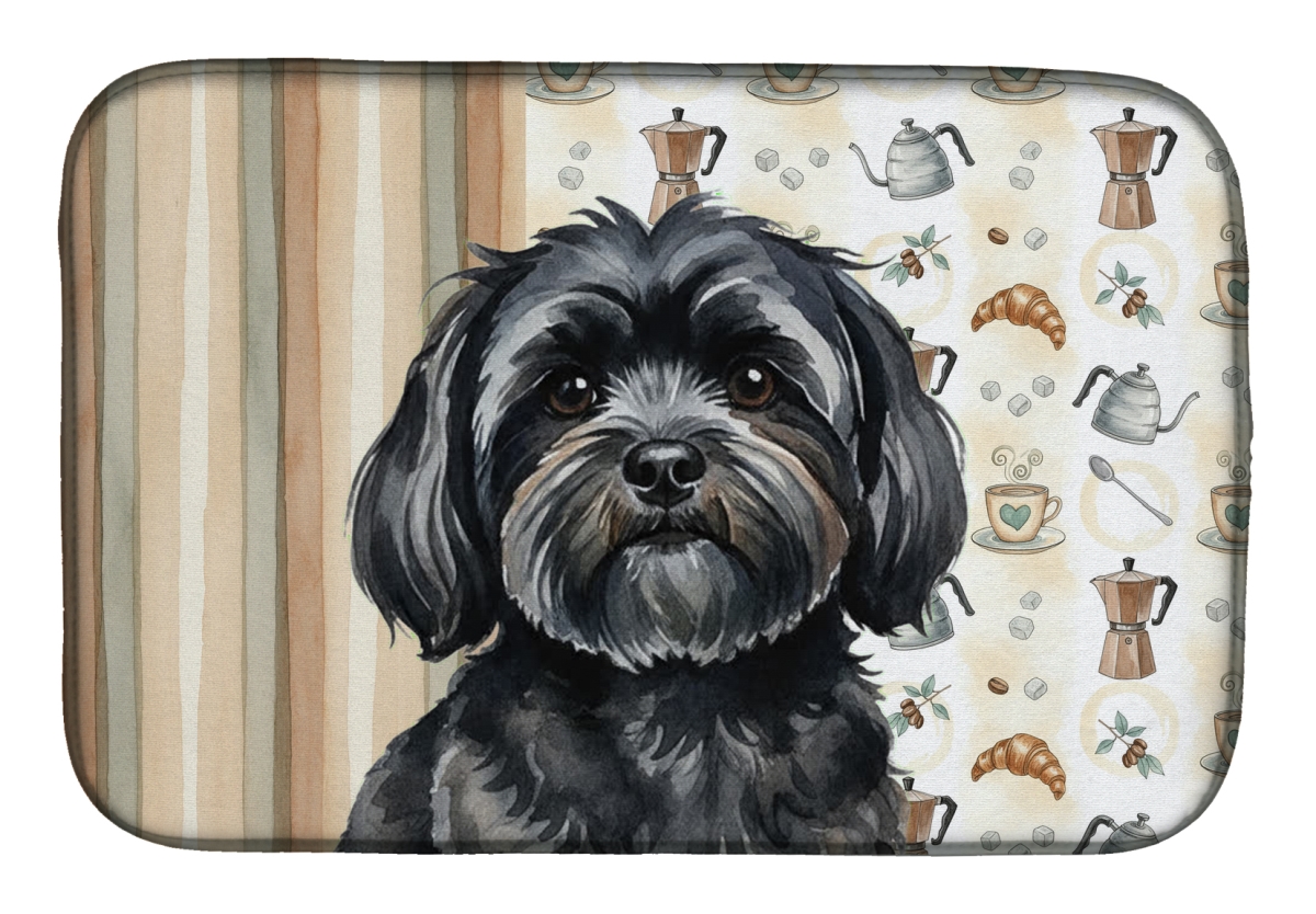 Picture of Carolines Treasures WDK7501DDM 21 x 14 in. Black Lhasa Apso Coffee Bar Dish Drying Mat