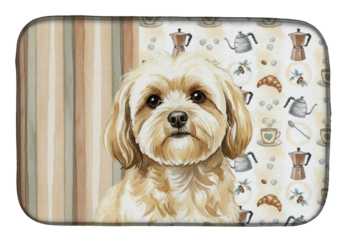 Picture of Carolines Treasures WDK7502DDM 21 x 14 in. Cream Lhasa Apso Coffee Bar Dish Drying Mat