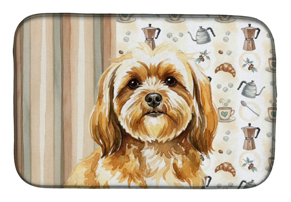 Picture of Carolines Treasures WDK7503DDM 21 x 14 in. Gold Lhasa Apso Coffee Bar Dish Drying Mat