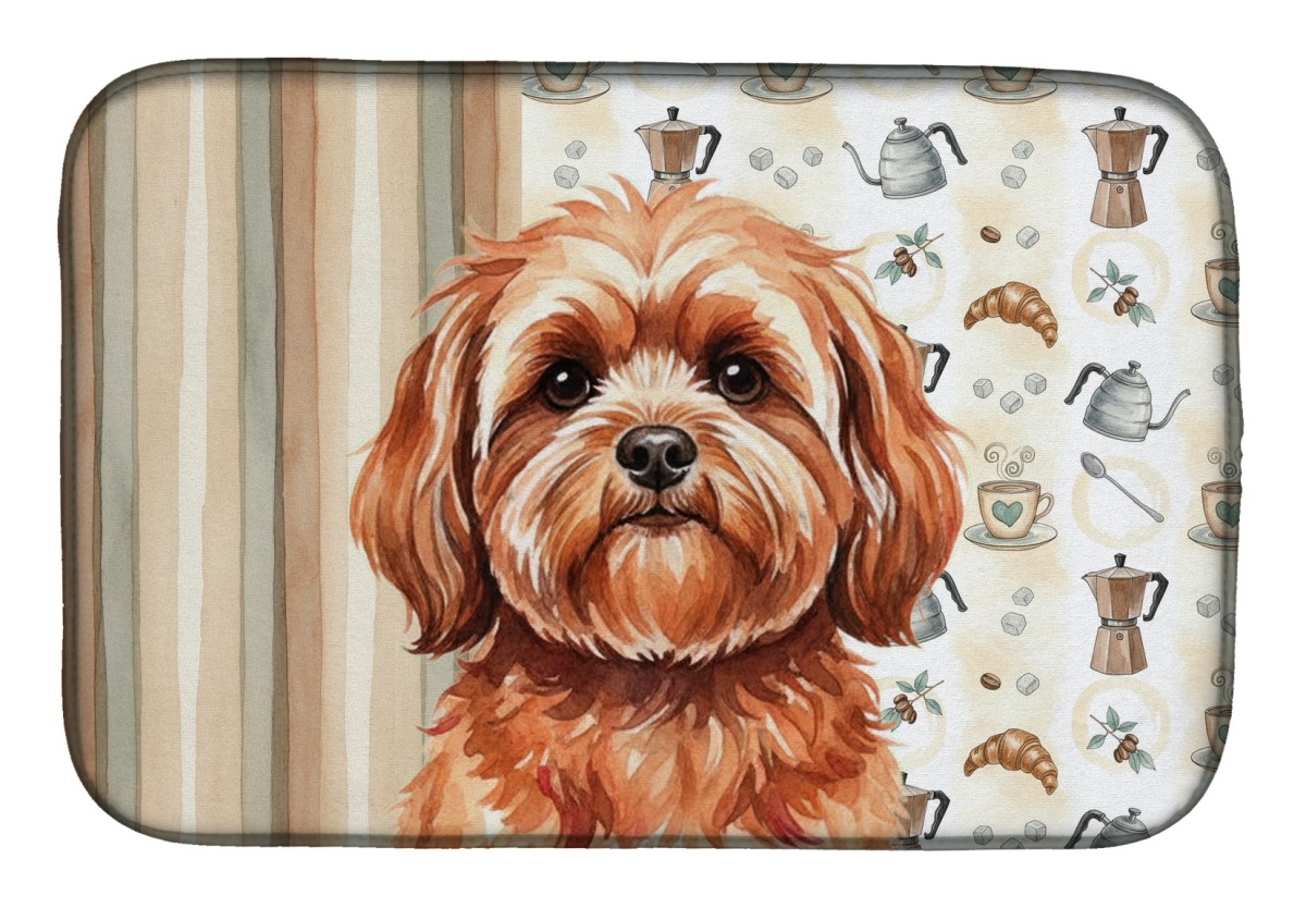 Picture of Carolines Treasures WDK7504DDM 21 x 14 in. Red Lhasa Apso Coffee Bar Dish Drying Mat
