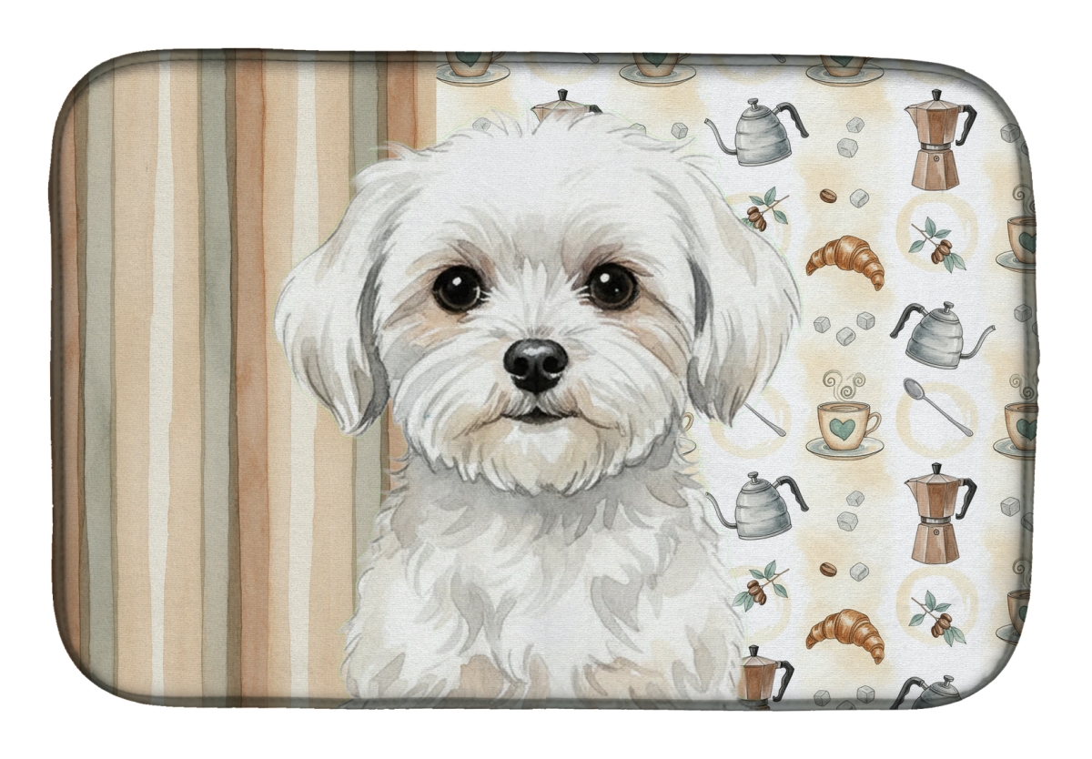 Picture of Carolines Treasures WDK7506DDM 21 x 14 in. Maltese Coffee Bar Dish Drying Mat
