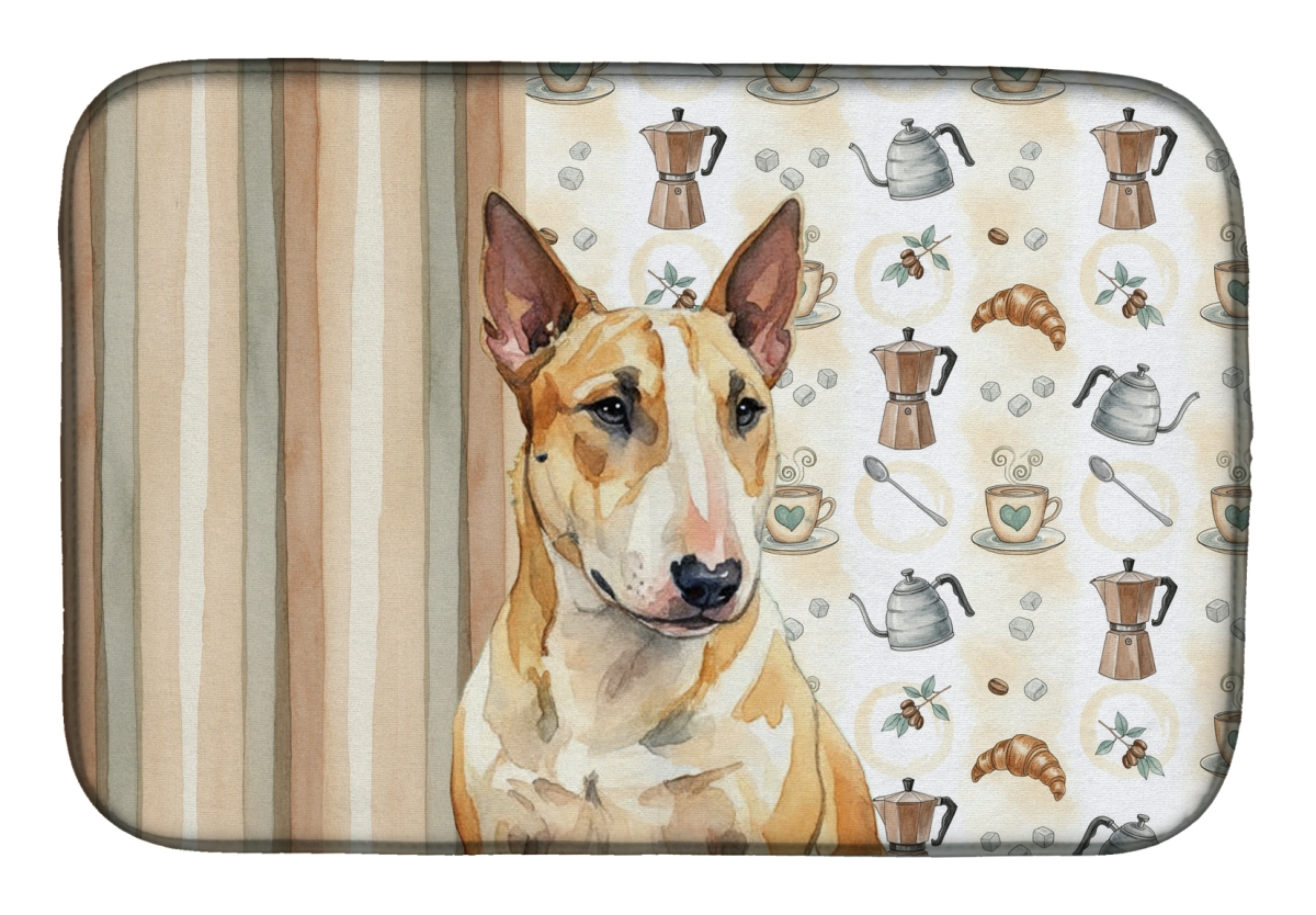 Picture of Carolines Treasures WDK7511DDM 21 x 14 in. Miniature Bull Terrier Coffee Bar Dish Drying Mat