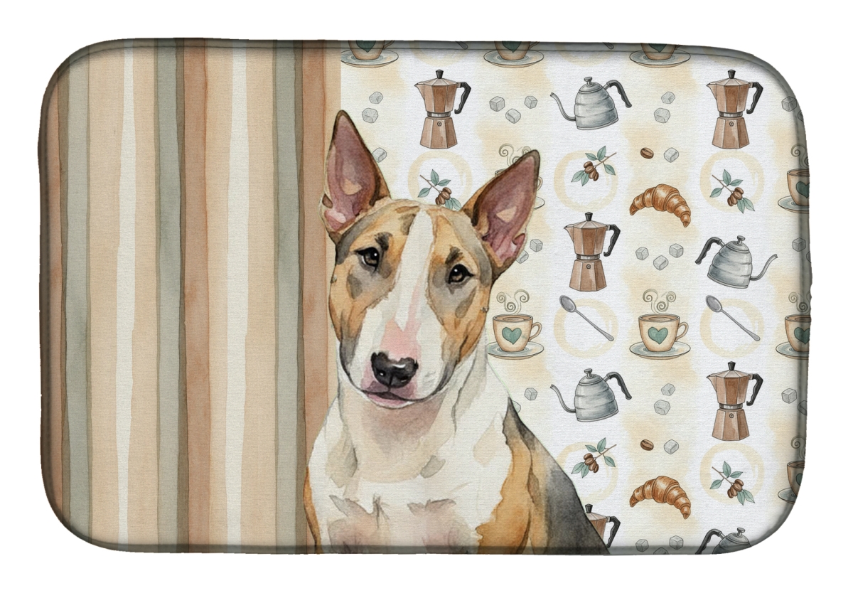 Picture of Carolines Treasures WDK7512DDM 21 x 14 in. Tricolor Miniature Bull Terrier Coffee Bar Dish Drying Mat
