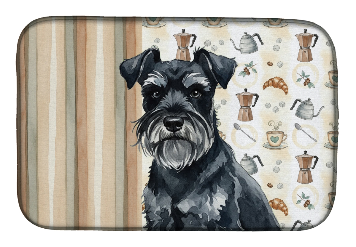 Picture of Carolines Treasures WDK7518DDM 21 x 14 in. Black Miniature Schnauzer Coffee Bar Dish Drying Mat