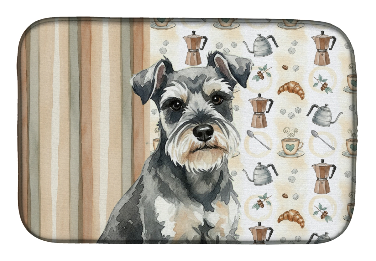 Picture of Carolines Treasures WDK7519DDM 21 x 14 in. Miniature Schnauzer Coffee Bar Dish Drying Mat