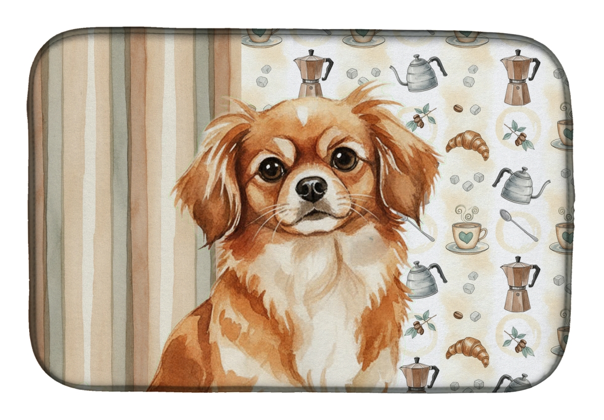 Picture of Carolines Treasures WDK7642DDM 21 x 14 in. Red Tibetan Spaniel Coffee Bar Dish Drying Mat
