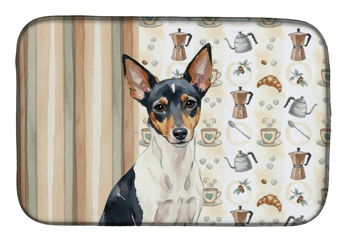 Picture of Carolines Treasures WDK7645DDM 21 x 14 in. Toy Fox Terrier Coffee Bar Dish Drying Mat
