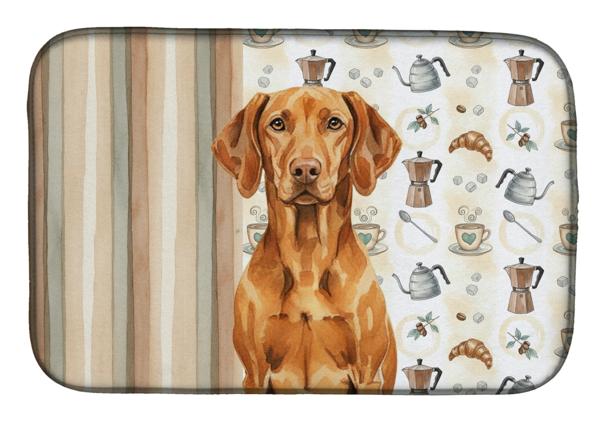 Picture of Carolines Treasures WDK7646DDM 21 x 14 in. Vizsla Coffee Bar Dish Drying Mat