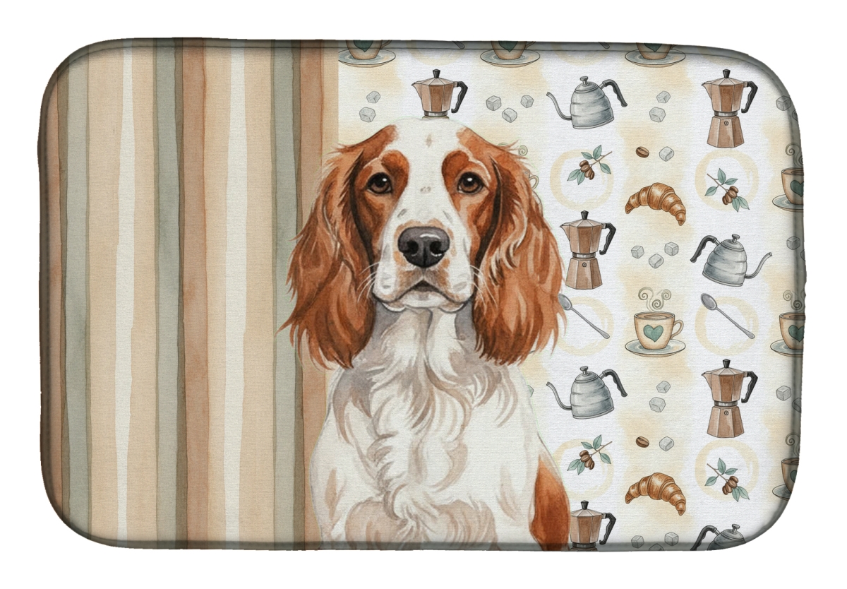 Picture of Carolines Treasures WDK7648DDM 21 x 14 in. Welsh Springer Spaniel Coffee Bar Dish Drying Mat